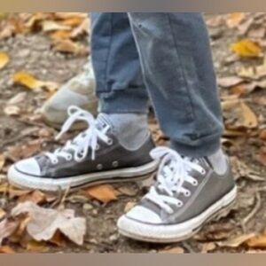 KIDS Youth Converse All Star Low Gray Canvas Sneakers - SIZE 1